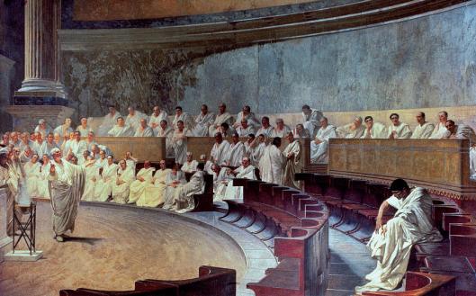 Cicero denounces Cataline, Cesare Maccari 1888